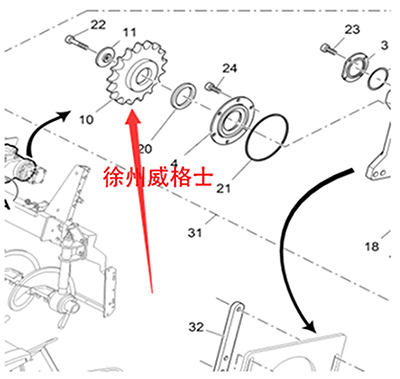 进口摊铺机螺旋上链轮零件号4610062274